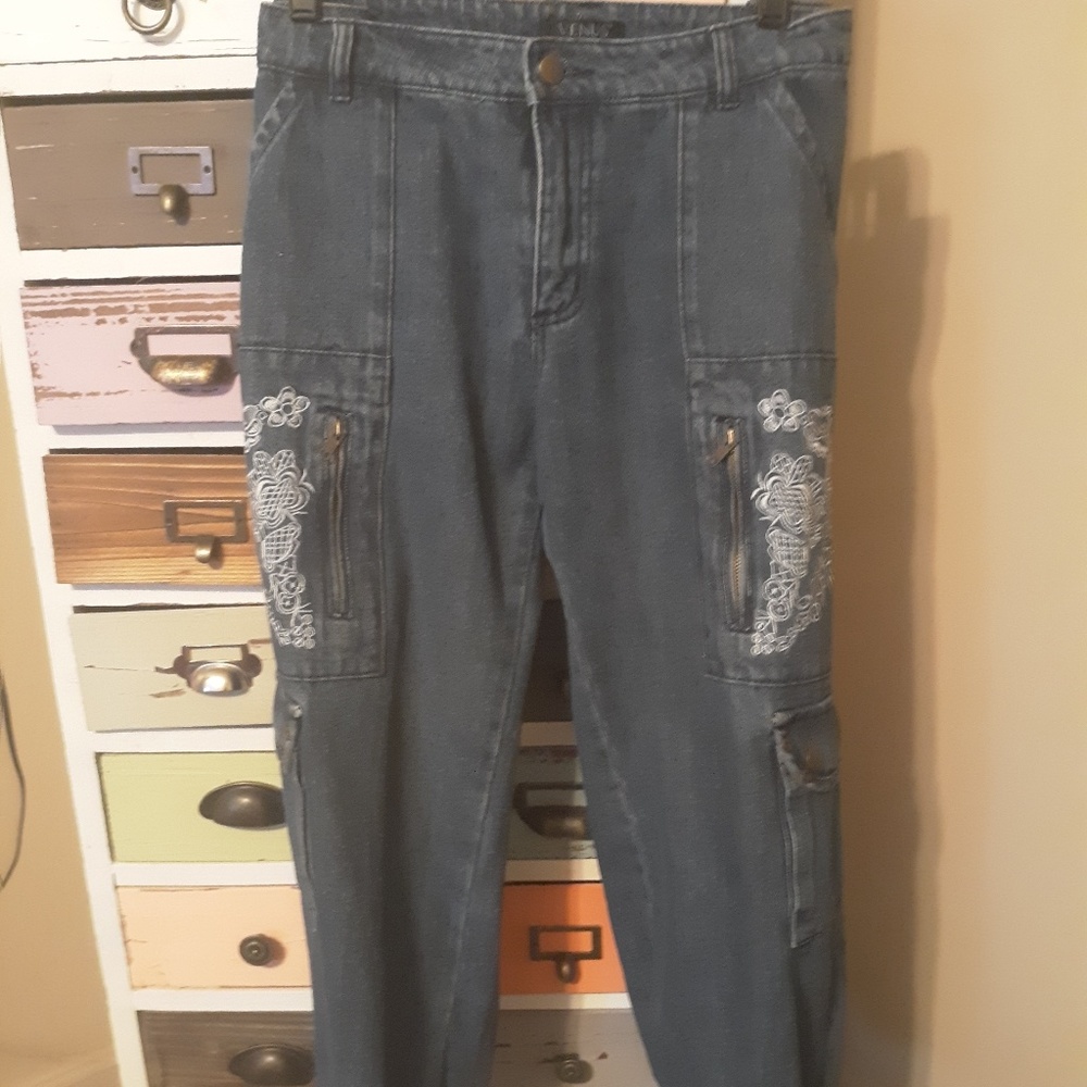 Venus Denim Crop Cargo Pant